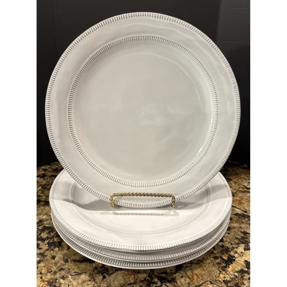 Laurie Gates Valencia Gray 11 Inch Dinner Plates Glazed Terra Cotta Set Of 4